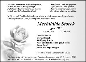 Traueranzeige von Mechthilde Storck von vrm-trauer