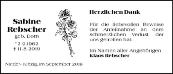 Traueranzeige von Sabine Rebscher von vrm-trauer