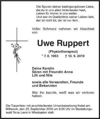 Traueranzeige von Uwe Ruppert von vrm-trauer