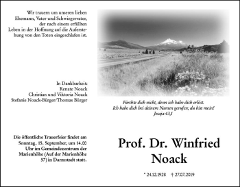 Traueranzeige von Winfried Noack von vrm-trauer