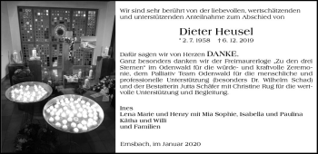 Traueranzeige von Dieter Heusel von vrm-trauer