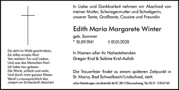 Traueranzeige von Edith Maria Margarete Winter von vrm-trauer
