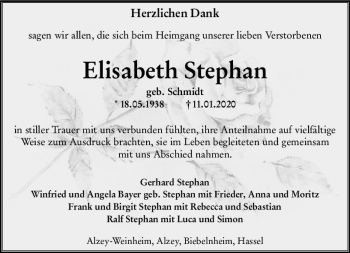 Traueranzeige von Elisabeth Stephan von vrm-trauer