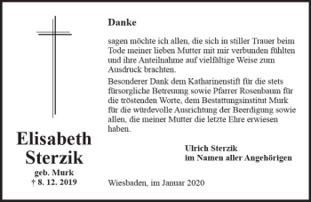 Traueranzeige von Elisabeth Sterzik von vrm-trauer
