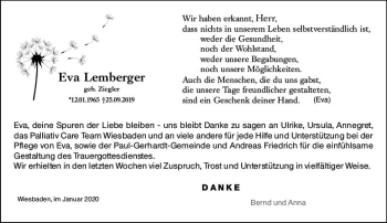 Traueranzeige von Eva Lemberger von vrm-trauer