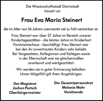Traueranzeige von Eva Maria Steinert von vrm-trauer