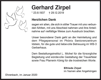 Traueranzeige von Gerhard Zirpel von vrm-trauer