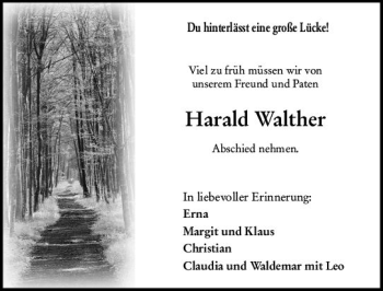 Traueranzeige von Harald Walther von vrm-trauer