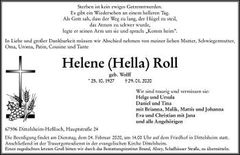 Traueranzeige von Helene Roll von vrm-trauer