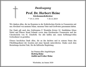 Traueranzeige von Herbert Heine von vrm-trauer