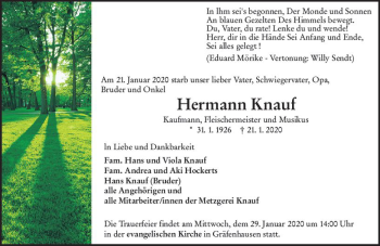 Traueranzeige von Hermann Knauf von vrm-trauer