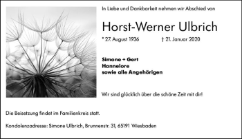 Traueranzeige von Horst-Werner Ulbrich von vrm-trauer