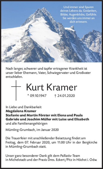 Traueranzeige von Kurt Kramer von vrm-trauer