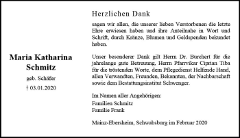 Traueranzeige von Maria Katharina von vrm-trauer