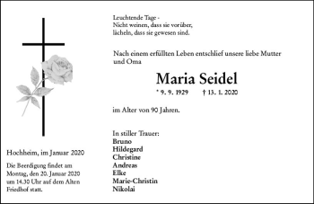 Traueranzeige von Maria Seidel von vrm-trauer