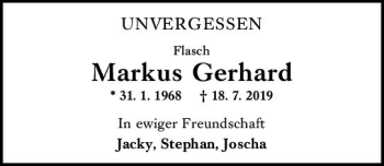 Traueranzeige von Markus Gerhard von vrm-trauer