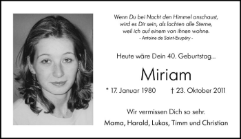 Traueranzeige von Miriam Schulz von vrm-trauer
