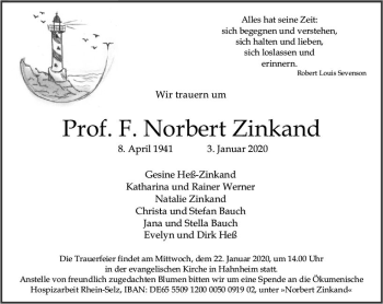 Traueranzeige von Norbert Zinkand von vrm-trauer