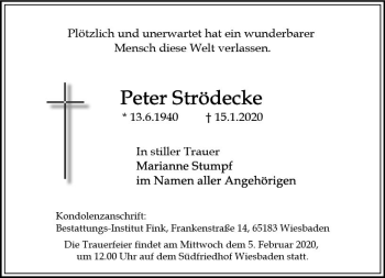 Traueranzeige von Peter Strödecke von vrm-trauer