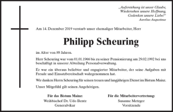 Traueranzeige von Philipp Scheuring von vrm-trauer