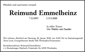 Traueranzeige von Reimund Emmelheinz von vrm-trauer