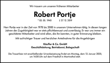 Traueranzeige von Robert Portje von vrm-trauer