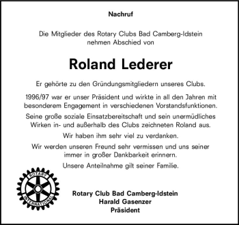 Traueranzeige von Roland Lederer von vrm-trauer
