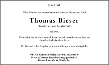 Traueranzeige von Thomas Bieser von vrm-trauer