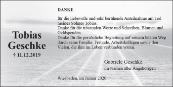 Traueranzeige von Tobias Geschke von vrm-trauer