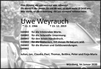 Traueranzeige von Uwe Weyrauch von vrm-trauer