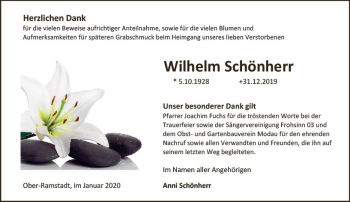 Traueranzeige von Wilhelm Schönherr von vrm-trauer