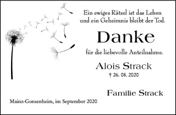 Traueranzeige von Alois Strack von vrm-trauer