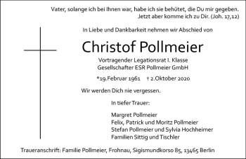 Traueranzeige von Christof Pollmeier von vrm-trauer
