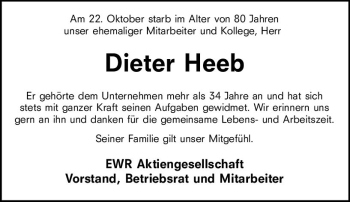 Traueranzeige von Dieter Heeb von vrm-trauer
