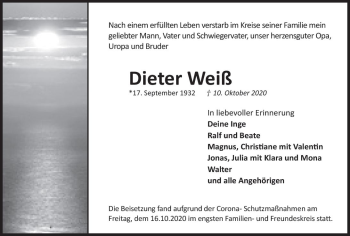 Traueranzeige von Dieter Weiß von vrm-trauer