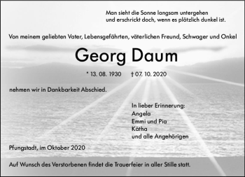 Traueranzeige von Georg Daum von vrm-trauer