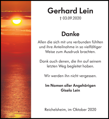 Traueranzeige von Gerhard  Lein von vrm-trauer