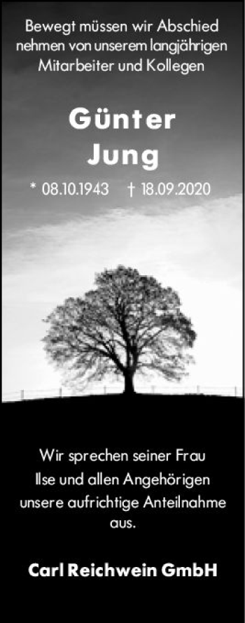 Traueranzeige von Günter Jung von vrm-trauer
