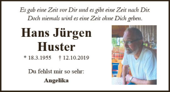 Traueranzeige von Hans Jürgen Huster von vrm-trauer