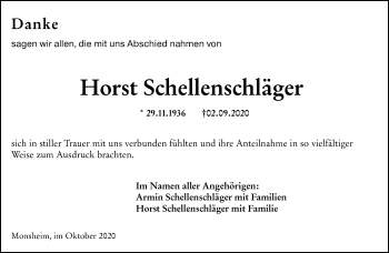 Traueranzeige von Horst Schellenschläger von vrm-trauer