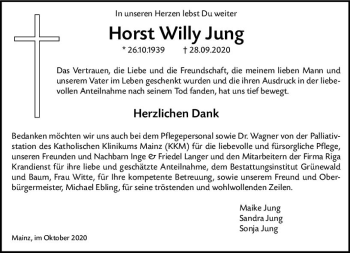 Traueranzeige von Horst Willy Jung von vrm-trauer