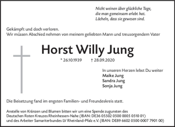 Traueranzeige von Horst Willy Jung von vrm-trauer