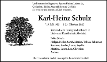 Traueranzeige von Karl-Heinz Schulz von vrm-trauer