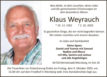 Traueranzeige von Klaus Weyrauch von vrm-trauer