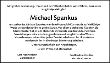 Traueranzeige von Michael Spankus von vrm-trauer