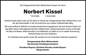 Traueranzeige von Norbert Kissel von vrm-trauer