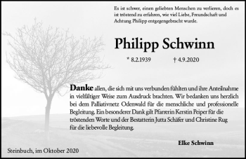 Traueranzeige von Philipp Schwinn von vrm-trauer
