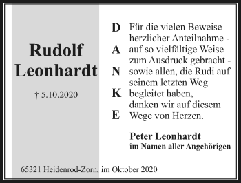 Traueranzeige von Rudolf Leonhardt von vrm-trauer