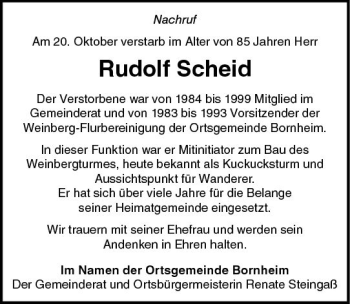 Traueranzeige von Rudolf Scheid von vrm-trauer