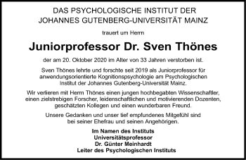 Traueranzeige von Sven Thönes von vrm-trauer